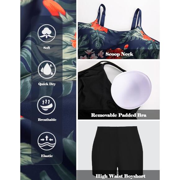 Hanna Nikole Womens Plus Size Tankini Swimsuit  Bathing Suits Plus Size 24W - Picture 4 of 10